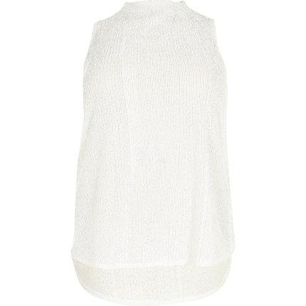 River Island Womens Plus White Sequin Embellished Top