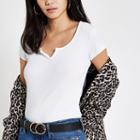 River Island Womens White Notch Front T-shirt