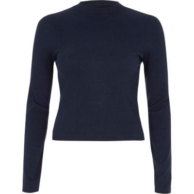River Island Womens Rib High Neck Long Sleeve Top