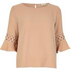River Island Womens Nude Cord Insert Bell Sleeve Top