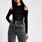 River Island Womens Lace Cold Shoulder Top