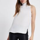 River Island Womens White Shirred Neck Sleeveless Top