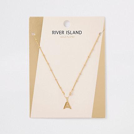 River Island Womens Gold Plated 'a' Initial Necklace