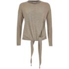 River Island Womens Gold Knit Tied Side Top