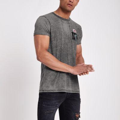 River Island Mens 'iiv' Rose Print Slim Fit T-shirt