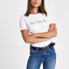 River Island Womens White 'positive Vibes' Fitted T-shirt