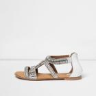 River Island Womens Silver Embellished Sandal