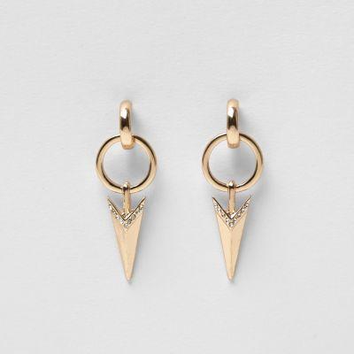 River Island Womens Gold Tone Arrow Drop Earrings