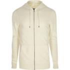 River Island Mens White Muscle Fit Zip Up Hoodie