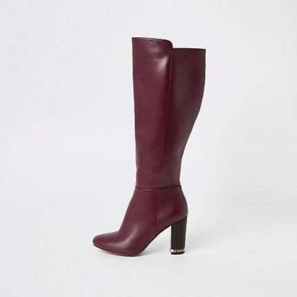 River Island Womens Knee High Chain Heeled Boots