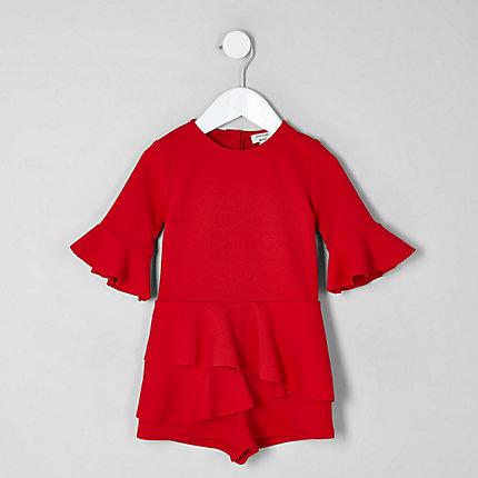 River Island Mini Girls Frill Long Sleeve Romper