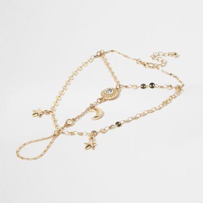 River Island Womens Gold Tone Charm Hand Chain