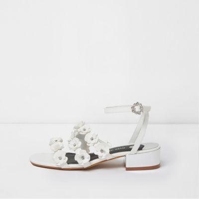 River Island Womens White 3d Flower Strappy Sandals