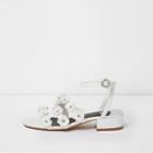 River Island Womens White 3d Flower Strappy Sandals