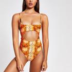 River Island Womens Snake Print Cut Out Swimsuit