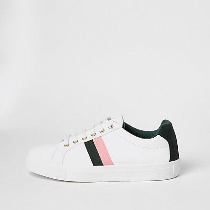 River Island Womens White Lace-up Side Stripe Sneakers
