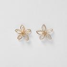 River Island Womens Gold Tone Flower Wire Stud Earrings