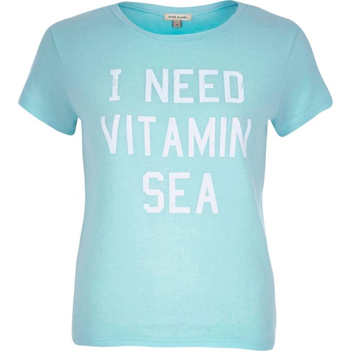 River Island Womens Vitamin Sea Print Fitted T-shirt