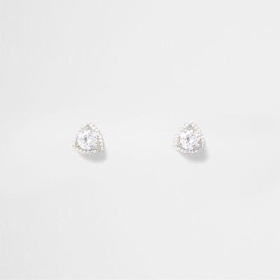River Island Womens Silver Tone Triangle Cubic Zirconia Earrings