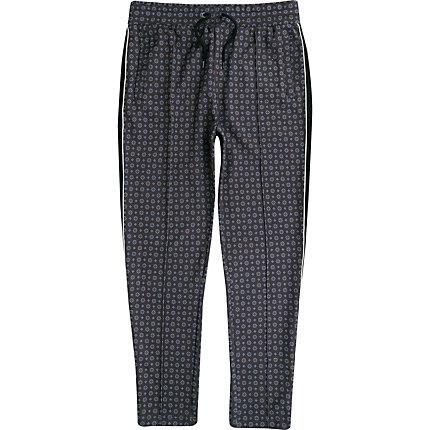 River Island Mens Tile Print Slim Fit Tape Side Pants