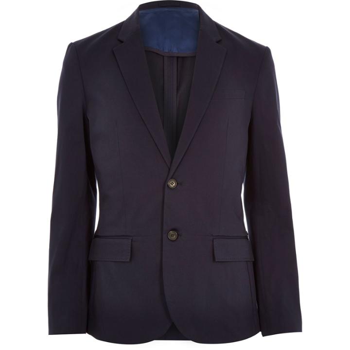 River Island Mensnavy Cotton Stretch Blazer