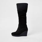 River Island Womens Suede Knee High Wedge Boots