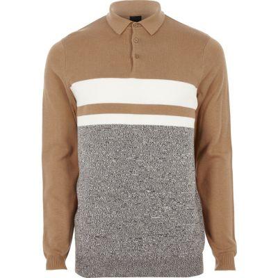 River Island Mens Big And Tall Block Knit Polo Shirt