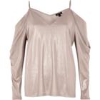River Island Womens Metallic Ruched Cold Shoulder Top