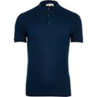 River Island Mens Muscle Fit Ribbed Polo Shirt