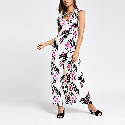 River Island Womens Print Tie Waist Maxi Dress