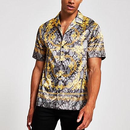 River Island Mens Jaded London Snake Regular Fit Shirt
