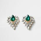 River Island Womens Gold Tone Emerald Jewel Cluster Stud Earrings