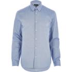 River Island Mensblue Oxford Slim Long Sleeve Shirt