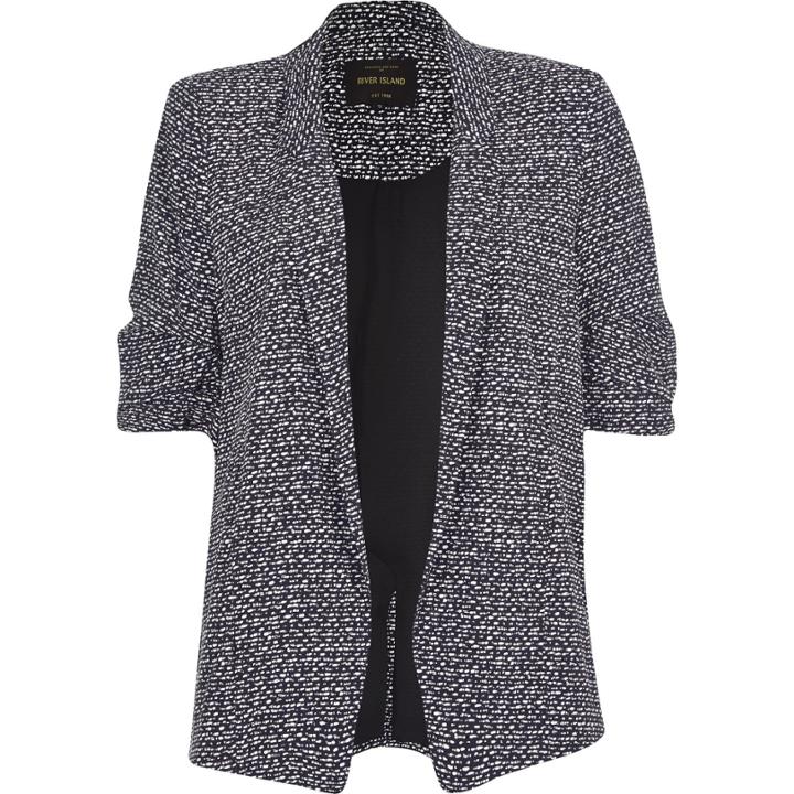 River Island Womens Print Ruched Sleeve Blazer