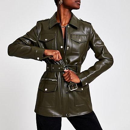 River Island Womens Faux Leather Utility Jacket