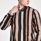 River Island Mens Stripe Print Zip Though Shirt
