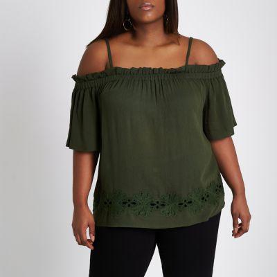 River Island Womens Plus Embroidered Bardot Top