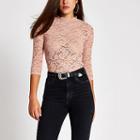 River Island Womens Lace Long Sleeve Scallop Trim Top