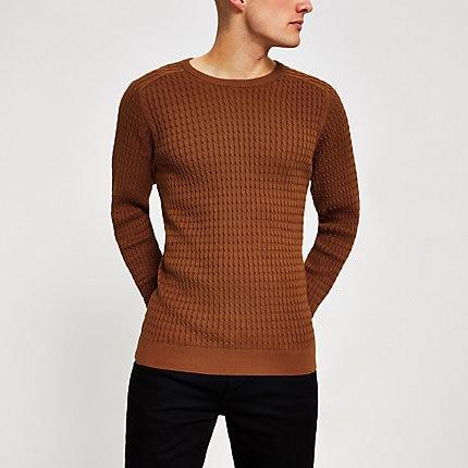 River Island Mens Selected Homme Cable Knit Jumper