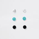 River Island Mens Marble Plug Earrings Multipack