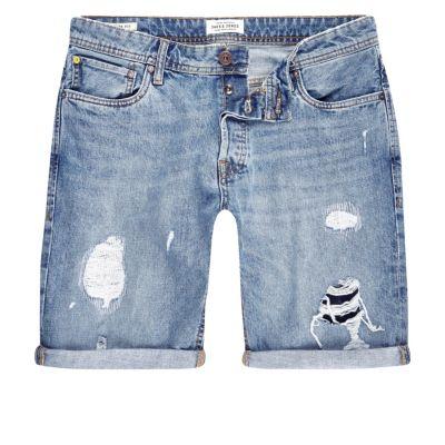 River Island Mens Jack & Jones Ripped Denim Shorts