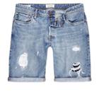 River Island Mens Jack & Jones Ripped Denim Shorts