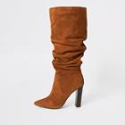 River Island Womens Suede Heeled Slouch Boots