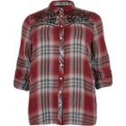 River Island Womens Plus Check Embroidered Western Shirt