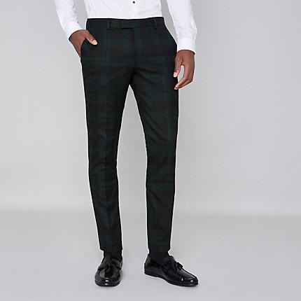 River Island Mens Check Super Skinny Fit Suit Pants