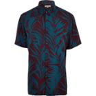 River Island Mens Palm Tree Print Short Sleeve Shirt