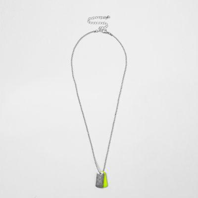 River Island Boys Silver Tone Neon Dog Tag Necklace