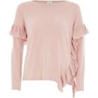 River Island Womens Asymmetric Frill Long Sleeve Top