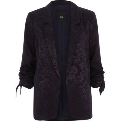 River Island Womens Jacquard Ruched Sleeve Blazer