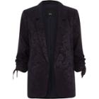 River Island Womens Jacquard Ruched Sleeve Blazer